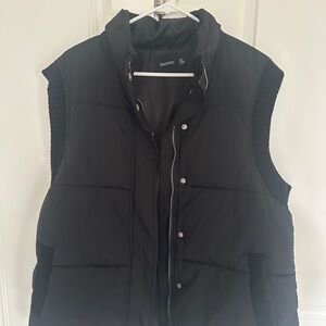 Boohoo Black Puffer Vest with High Collar